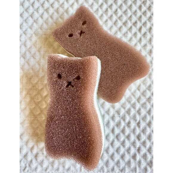 New Cat Shaped Kitchen Dish Bathroom Scrubber Cleaning Sponges Set of 4 - Picture 8 of 9